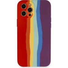 Elivora Newface Apple iPhone 12 Pro Kılıf Ebruli Lansman Silikon - Kırmızı-Mor
