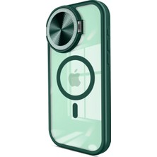 Elivora Newface Apple iPhone 15 Pro Kılıf Teleskop Lens Magsafe Silikon Kapak - Koyu Yeşil