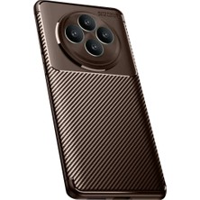 Elivora Newface Oppo Reno 11 Fs Kılıf Auto Focus Karbon Kapak - Kahverengi