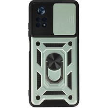 Elivora Newface Xiaomi Poco X4 Pro 5g Kılıf Pars Lens Yüzüklü Silikon - Yeşil
