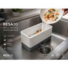 Besa 3D Akıllı Mutfak Süzgeci ve Atık Ayırıcı – Lavabo Üstü Gıda Süzme Kutusu, Sebze Meyve Pirinç Yıkama Aparatı
