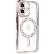 Elivora Newface Apple iPhone 16 Kılıf Joke Simli Magneticsafe Kılıf - Pembe