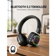 Fiberliz Renkli Işık Efektli Bluetooth 5.3 Müzik Kulaklığı Yeni Nesil