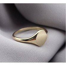 Fasek Gold Gümüş Yüzük - Oval Mühür Yüzük 925 Ayar Gümüş Yüzük-Kişiselleştirilebilir Harf Yazılabilir Yüzük