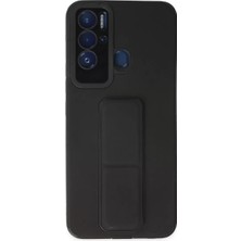 Elivora Newface Tecno Pova Neo Kılıf Mega Standlı Silikon - Siyah