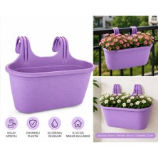 Abnturk Pratik Dayanıklı Şık 6,3lt Lila Sahra Askılı Saksı 38X27X26CM Balkon Korkuluk Dekoratif Askılı Sepet