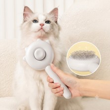Veloxa Otomatik Temizlenen Pati Tasarımlı Beyaz Kedi Köpek Tüy Bakım Tarağı