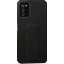 Elivora Newface Samsung Galaxy A03S Kılıf Mega Standlı Silikon - Siyah