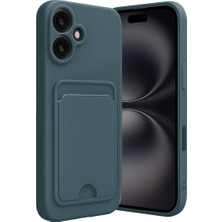 Elivora Newface Apple iPhone 16 Kılıf Kelvin Kartvizitli Silikon - Koyu Yeşil