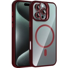 ALK Joko  Iphone 16 Pro Max Remim Lensli Magsafe Standlı Kapak - Bordo