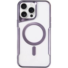 Elivora Newface Apple iPhone 14 Pro Kılıf Boyi Magsafe Silikon Kapak - Derin Mor