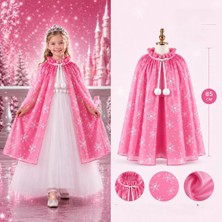 Aydogan's Ayd Kar Tanesi Desenli Pembe Elsa Pelerini - Astarlı Frozen Pelerini 85 cm
