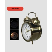 Hcc Trend Metal Bronz Nostaljik Masa Saati Alarmlı Büyük Boy Sessiz Mekanizmalı