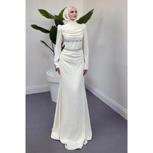 Merven Akyüz Mestro Taşlı Balık Abiye Ekru