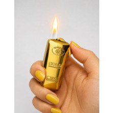 Onr Store Gold Külçe Tasarımlı Gaz Dolumlu Elektronik Metal Çakmak Hediyelik Premium Model