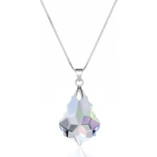 Brezza Lusso Jewelry 925 Ayar Swarovski Taşlı 6090 16MM Crsytal Ab Kadın Gümüş Kolye