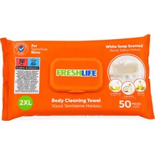 Freshlife Vücut Temizleme Havlusu 18X50 Yaprak 900 Yaprak 18 Adet Beyaz Sabun Kokulu Islak Havlu 2xl Ekonomik Paket