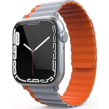 ALK Mey Ithalat®   Watch 42MM Mo-Wb1 Çift Renk Mıknatıslı Silikon Kordon - Gri-Turuncu