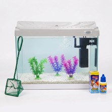 Kanki Pet 35 cm KP3518 Beyaz Renkli Kapaklı Akvaryum Hazır Set ( 12 Litre )