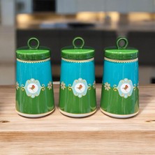 On Dekor 3'lü Lüks Bird Green Soho Kavanoz Seti