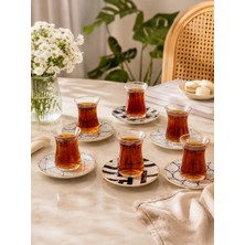 On Dekor 12 Parça 6 Kişilik Taj Çay Takımı