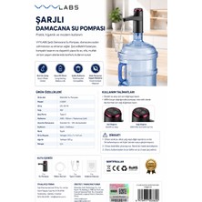 Vvylabs Şarjlı Damacana Su Pompası Type-C USB Şarjlı Otomatik Su Sebili Pompası 5-20 L Uyumlu Siyah