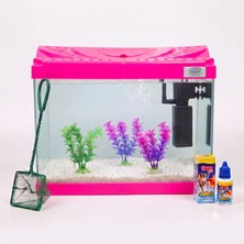 Kanki Pet 35 cm KP3518 Pembe Renkli Kapaklı Akvaryum Hazır Set ( 12 Litre )