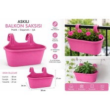 Abnturk Pratik Dayanıklı Şık 6,3lt Pembe Sahra Askılı Saksı 38X27X26CM Balkon Korkuluk Duvar Dekoratif Askılı Sepet