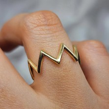 Fasek Gold Tam Tur Altın Yüzük - 14 Ayar Altın Taşsız Zikzak Model Tam Tur Kadın Yüzük - Eşe, Sevgiliye Hediye