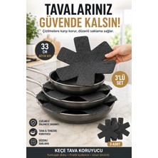 Open City 3'lü Antrasit Tava Çizdirmez Keçe Koruyucu 33 cm Tava Tencere Ayırıcı Çizik Önleyici Organizer Set