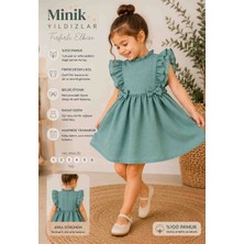 Mina Fırfırlı Yeşil Çocuk Elbise