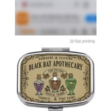 Zurafa Shop Sanatsal Tasarım Black Bat - 2 Bölmeli Aynalı Mini Hap ve Takı Kutusu