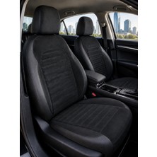 ALLDAYSM Peugeot 307 Uyumlu Deri Detaylı Oto Koltuk Kılıfı 5li Set Mera Seri Siyah