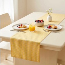 Han Deco Sarı Pötikare Runner %100 Keten Sıvı Itici Premium Kumaş