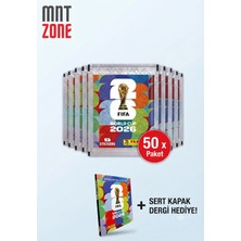 Mnt-Zone Panini Fifa World Cup 2026 Dünya Kupası Resmi Sticker Seti x 50'li Paket Toplam 350 Çıkartma) + Sert Kapak Albüm Hediye!