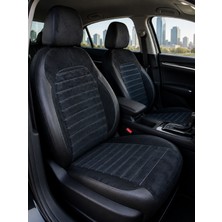 ALLDAYSM Peugeot 307 Uyumlu Deri Detaylı Oto Koltuk Kılıfı 5li Set Mera Seri Siyah-Beyaz