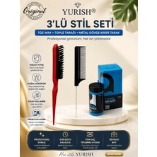 Yurish 3'lü Stil Seti – Toz Wax + Topuz Tarağı + Metal Gövde Krepe Tarak