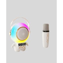 AKM Renkli Işıklı Astronot Mini Bluetooth Speaker ve Karaoke Mikrofon