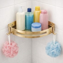 Skygo Fause Banyo Köşe Rafı 304 Paslanmaz Çelik 23X23 cm Şampuanlık KBK100 (Fırçalanmış Altın)