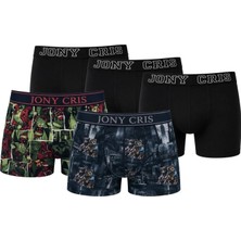 Jony Cris Erkek Desenli Boxer 5’li Pamuklu Baskılı Erkek