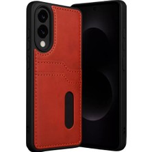 Homestead Newface Samsung Galaxy S25 Edge Sara Kartvizitli Deri Kılıf - Kırmızı