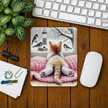 Ghostbastır Design Camdaki Kedi Baskılı Oyuncu Mousepad 046
