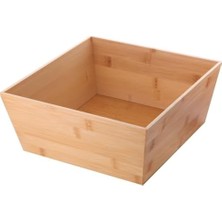 Skygo Doğal Bambu Çok Amaçlı Saklama Kutusu - 28X28X12 cm Banyo, Mutfak ve Dolap Içi Organizer Düzenleyici Kare Kutu