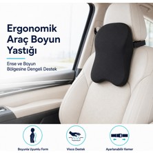 Viscora Araç Boyun ve Ense Destek Yastığı – Visco Dolgulu, Ayarlanabilir Kemerli