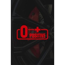 Tech Butiq Pozitif Kan Grubu Motor Araba Cam Sticker Kırmızı 11X5 cm