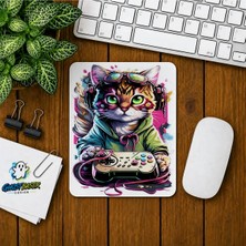 Ghostbastır Design Gamer Cat Baskılı Oyuncu Mousepad 076