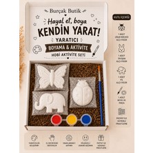 Burçak Butik 3'lü Alçı Boyama Aktivite Seti - 3 Figür, 3 Boya, 1 Fırça - Çocuk Hobi ve Kendin Yap Seti / +3 Yaş ve Üzeri