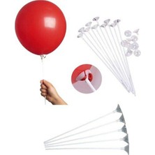 Mini Parti Mini Party Store  Beyaz Balon Çubuk+Başlık 100LÜ