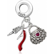 cm Jewelry Ayakkabı, Ruj ve Çanta Figürlü Çelik Charm