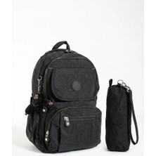 Baginn Unisex Klinkır Okul Çantası Kalemlik Ve Goril Anahtarlık Hediyeli Lise Ortaokul Okul Çantası Kadın Sırt
